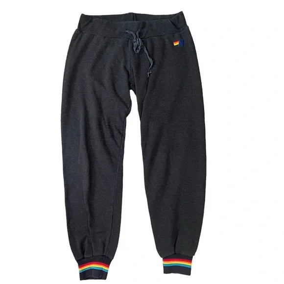 Aviator Nation Dark Grey Rainbow Prism Jogger Size M - Picture 3 of 11